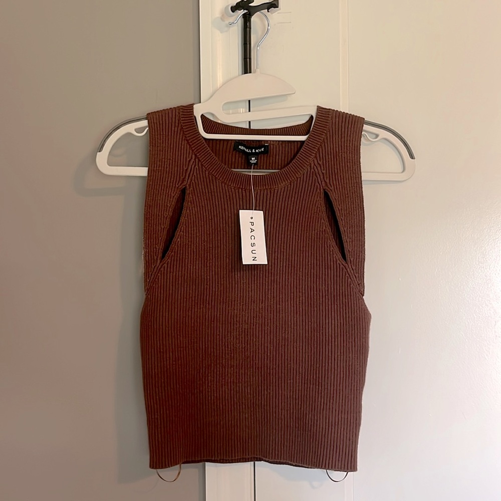 NWT Kendall & Kylie Knit Top Turtleneck Sleeveless - Size M
